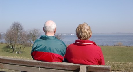 Schiffe begutachten auf dem Deich